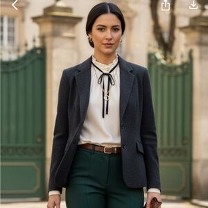 NEW Talbots Charcoal Woven Cotton Blazer